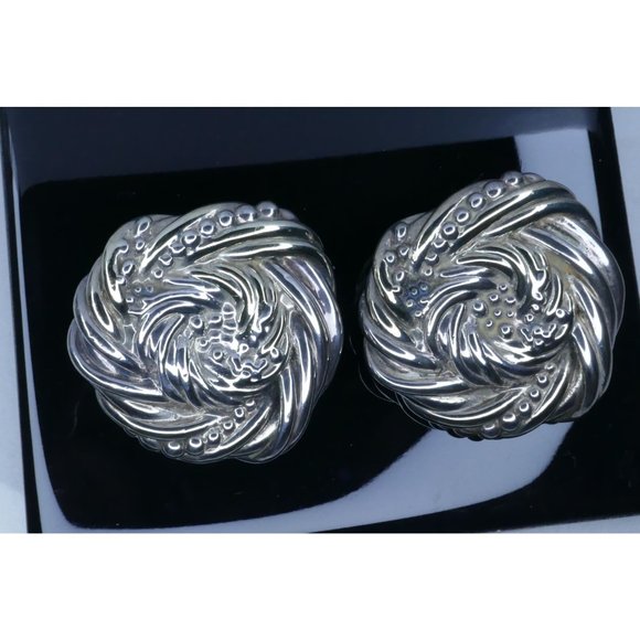 Big Bold Two Tone Sterling Silver Electroform Earrings Signed JE and Marked 925 - Picture 5 of 11